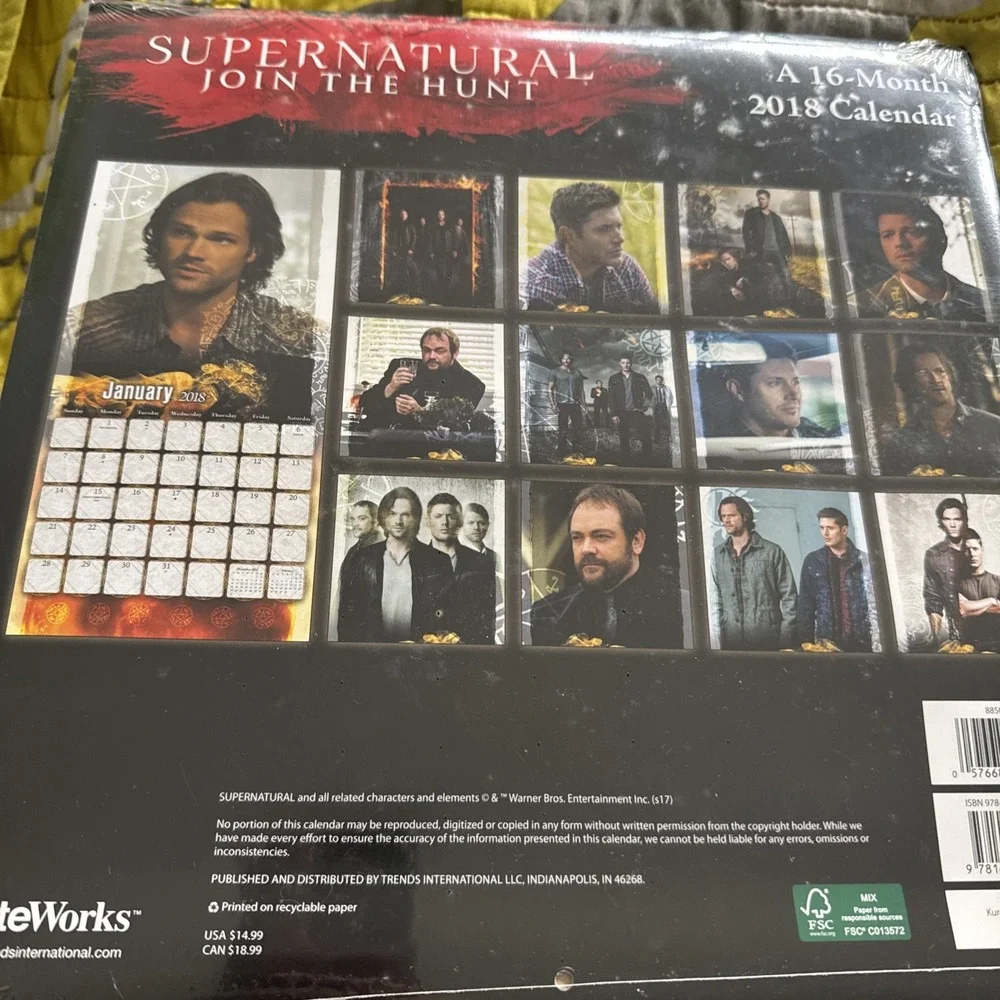 Supernatural Calendar Join The Hunt 2018 Sam Dean Castiel Crowley